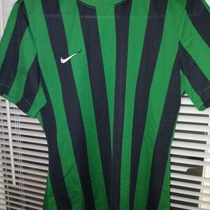 Nike Green and Black Striped T-Shirt